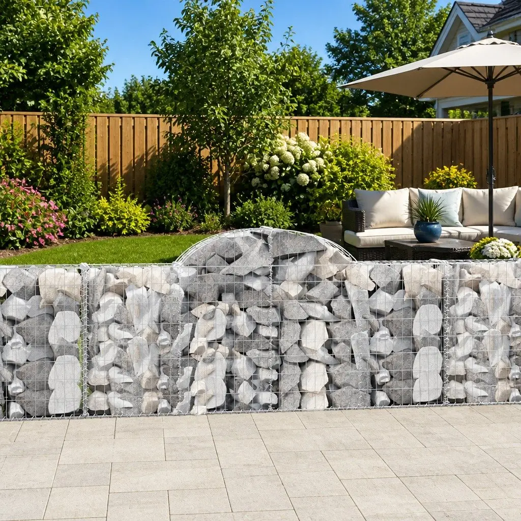 Arched Gabion Baskets Silver 10 Piece Galvanised Iron Garden Retaining Wall Decorative