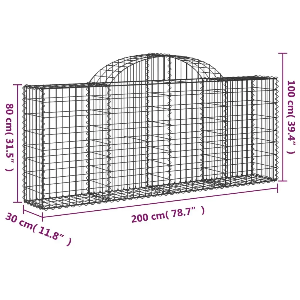 Arched Gabion Baskets Silver 10 Piece Galvanised Iron Garden Retaining Wall Decorative
