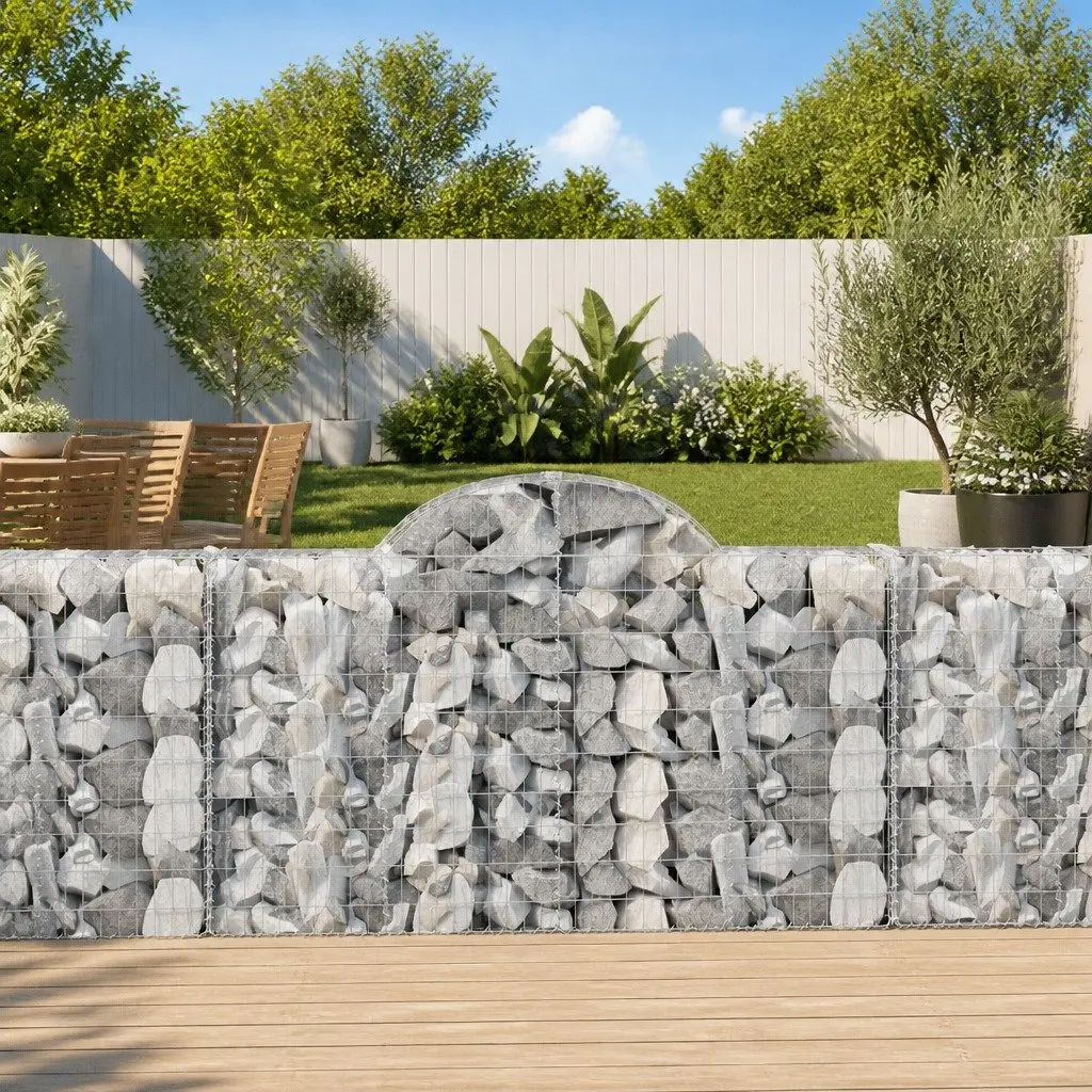 Arched Gabion Baskets Silver 200x30x100120 cm Decorative Garden Barrier Retaining Wall 3 Piece