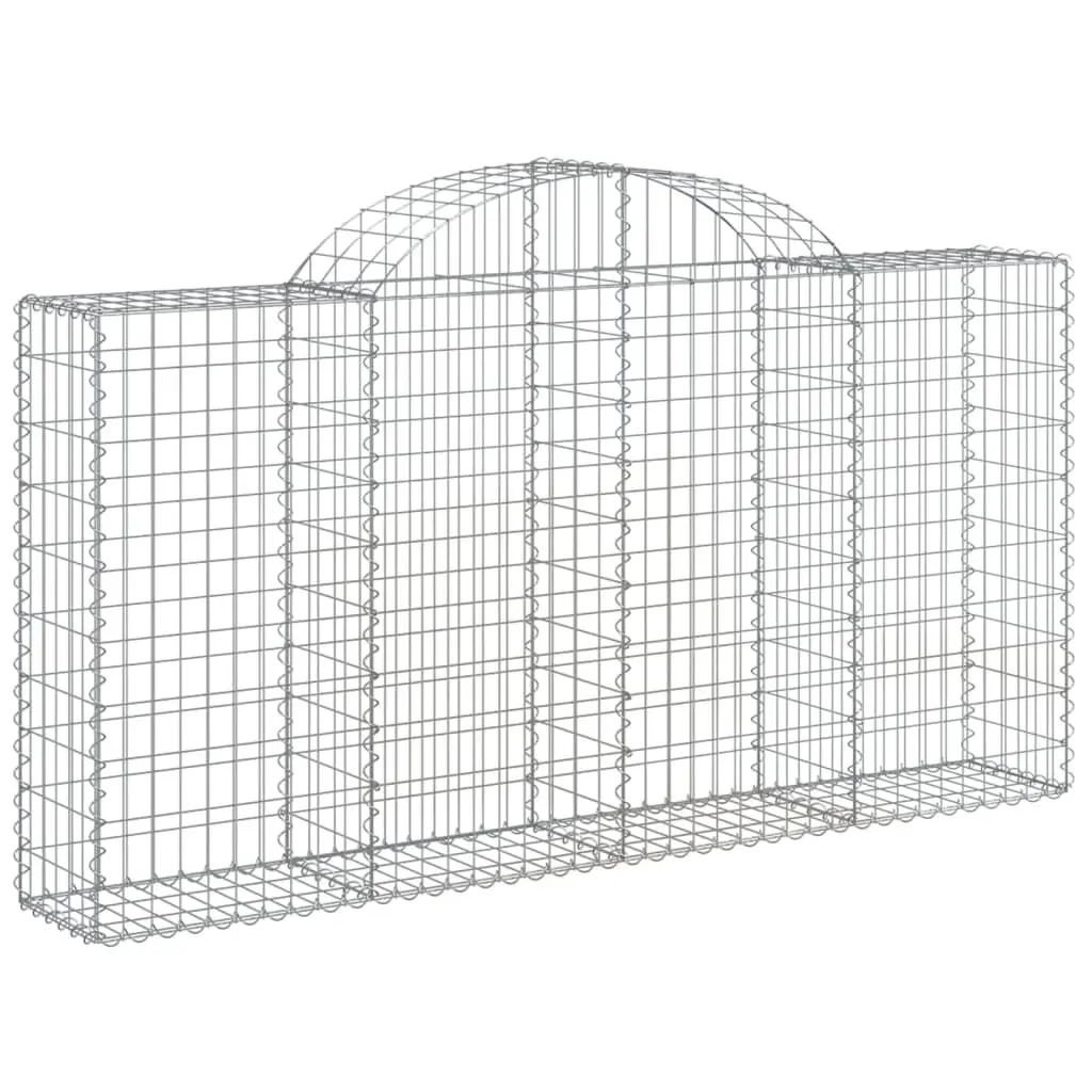 Arched Gabion Baskets Silver 200x30x100120 cm Decorative Garden Barrier Retaining Wall 3 Piece