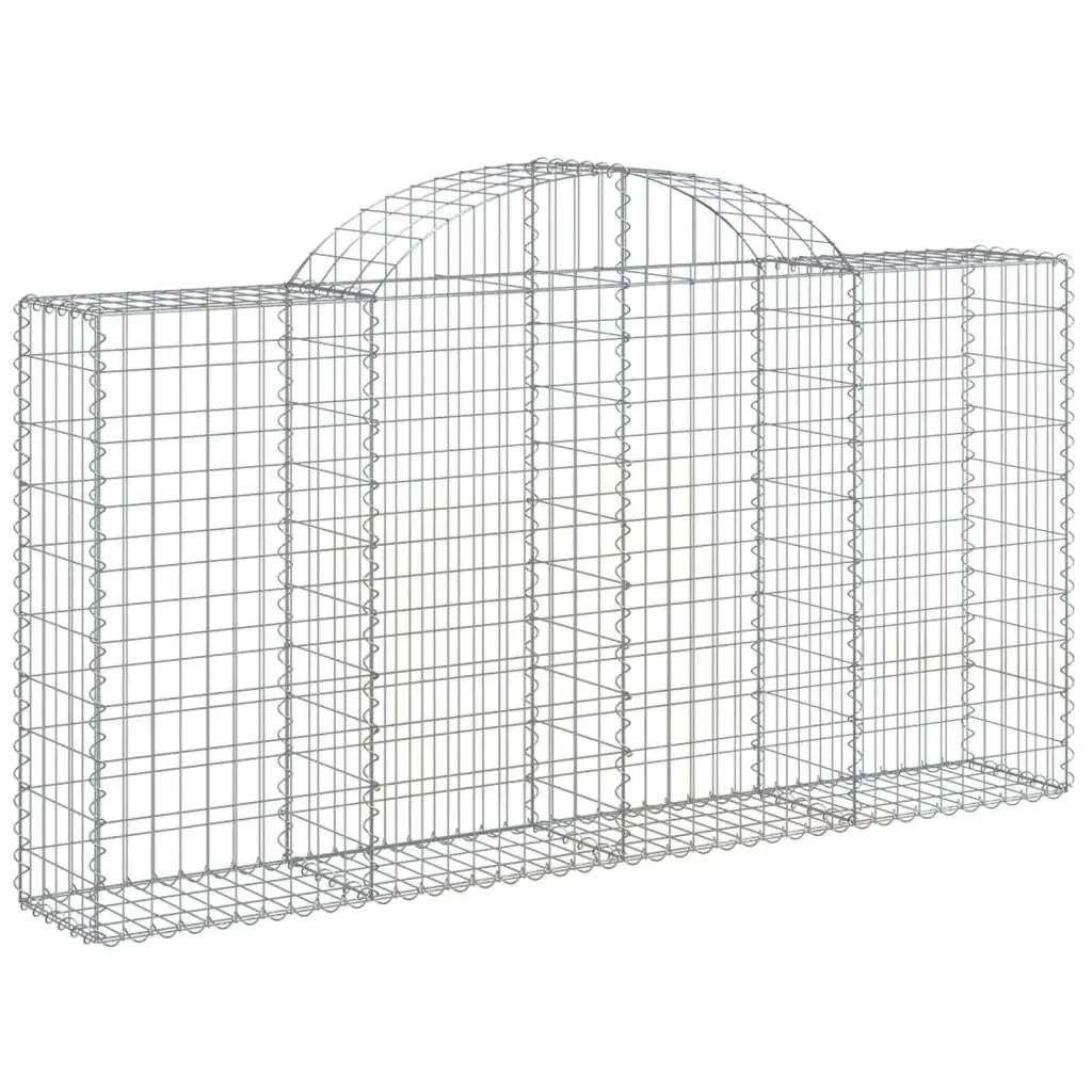 Arched Gabion Baskets Silver 200 x 30 x 100/120 cm Set of 4 Garden Barrier Retaining Wall Outdoor Decoration