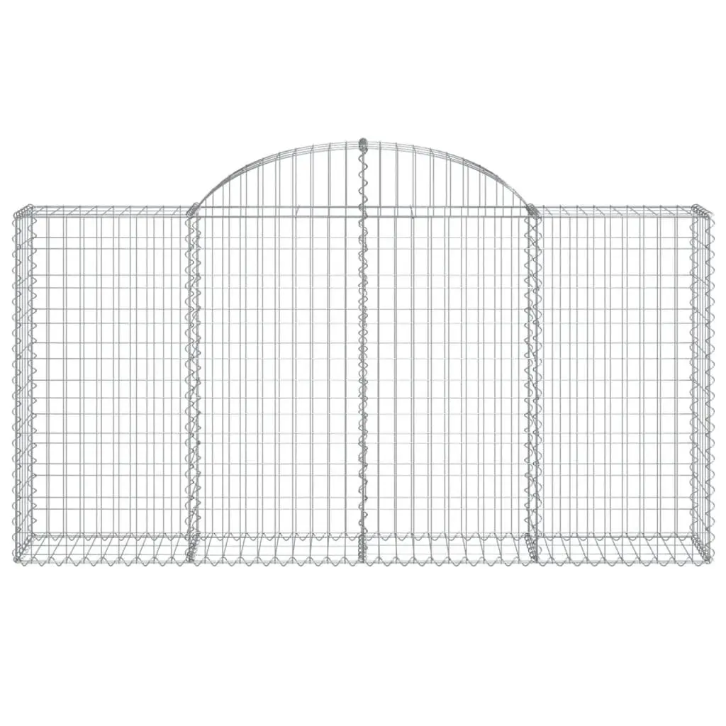 Arched Gabion Baskets Silver 200 x 30 x 100/120 cm Set of 4 Garden Barrier Retaining Wall Outdoor Decoration