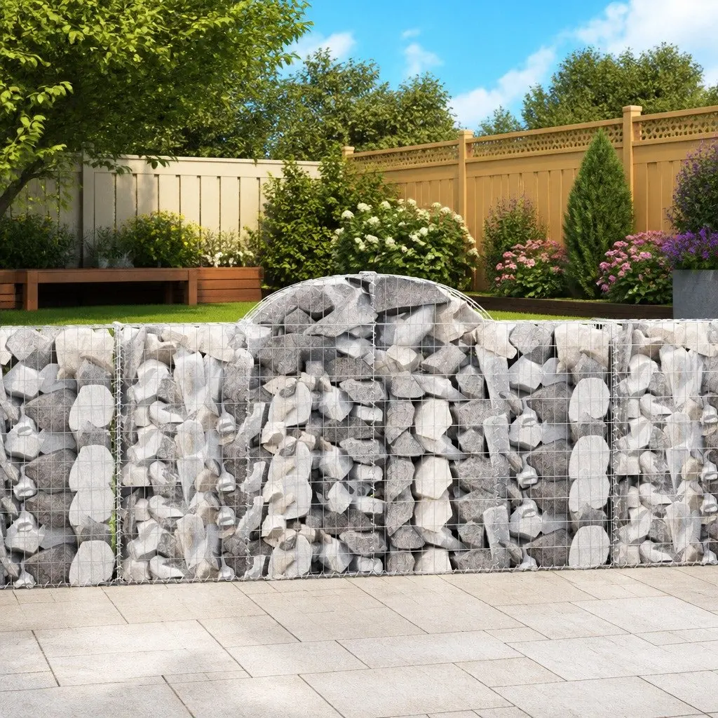 Arched Gabion Baskets 5 pcs Garden Barrier Retaining Wall Decorative Outdoor