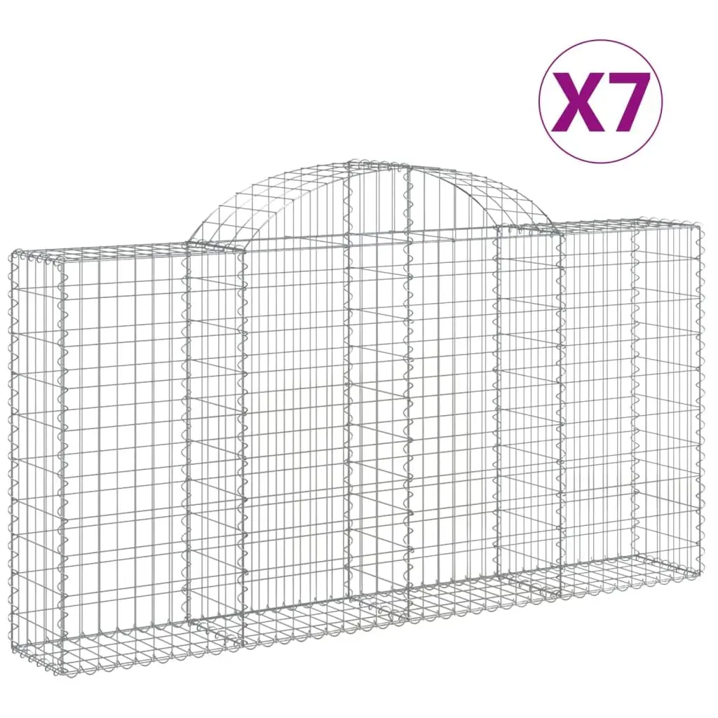 Arched Gabion Baskets Silver 7 Piece Garden Barrier Retaining Wall Outdoor Decorative
