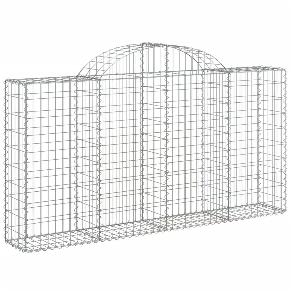 Arched Gabion Baskets Silver 7 Piece Garden Barrier Retaining Wall Outdoor Decorative
