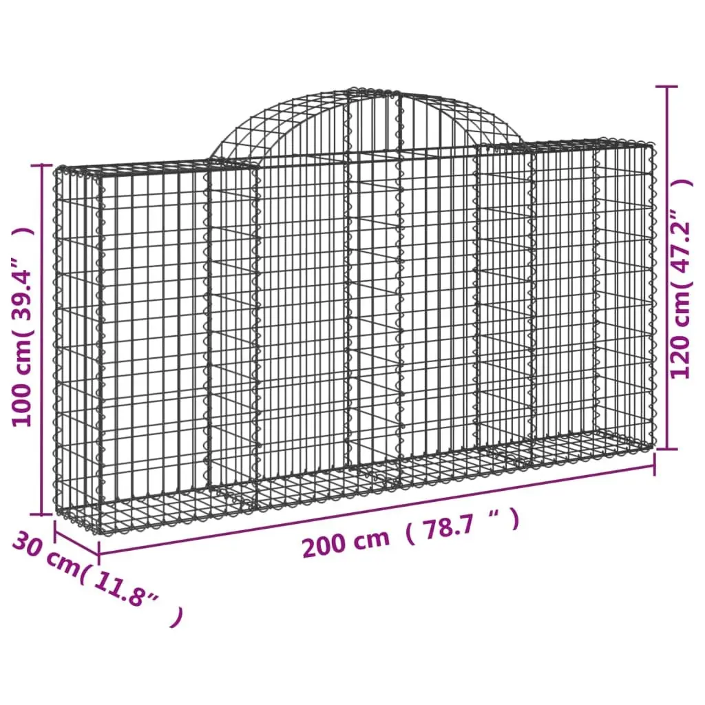 Arched Gabion Baskets Silver 9 Piece Garden Barrier Retaining Wall Decorative Outdoor