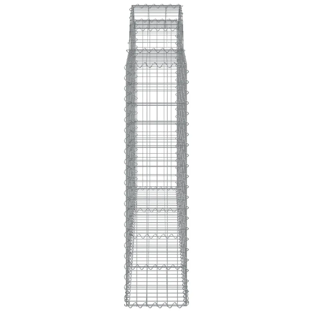 Gabion Baskets Silver 2 Pieces Arched Decorative Garden Barriers Outdoor Retaining Wall