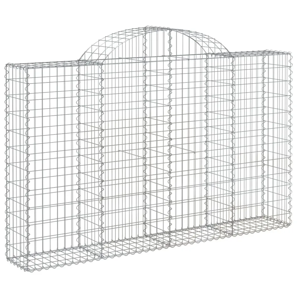 Arched Gabion Baskets Silver 3 Piece Durable Galvanised Iron Garden Barrier Decorative Retaining Wall