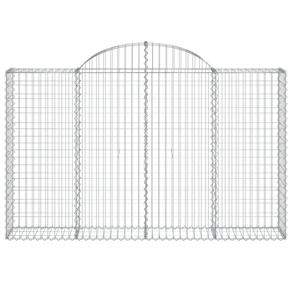 Arched Gabion Baskets Silver 3 Piece Durable Galvanised Iron Garden Barrier Decorative Retaining Wall