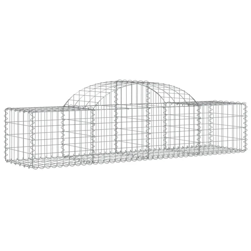 Arched Gabion Baskets Silver 200 x 50 x 40/60 cm Decorative Outdoor Garden Barrier 2 pcs