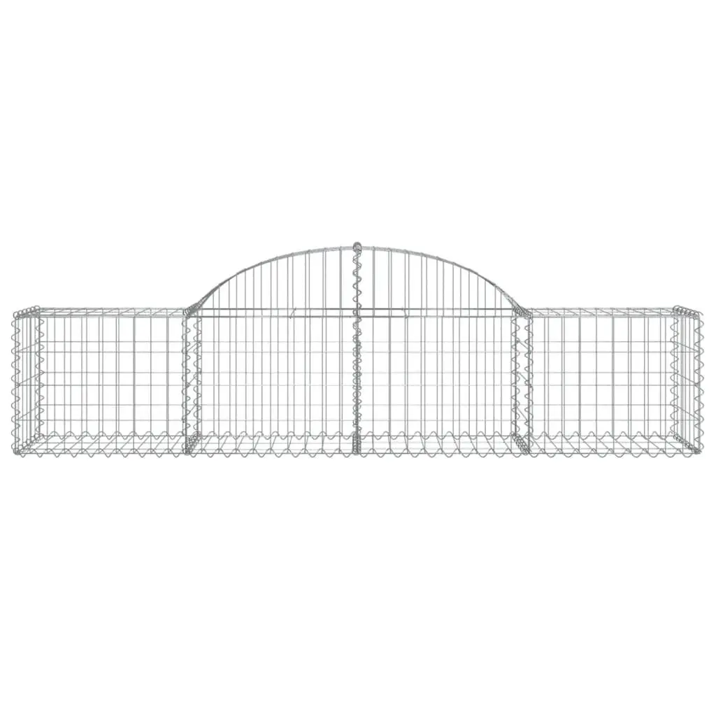Arched Gabion Baskets Silver 200 x 50 x 40/60 cm Decorative Outdoor Garden Barrier 2 pcs