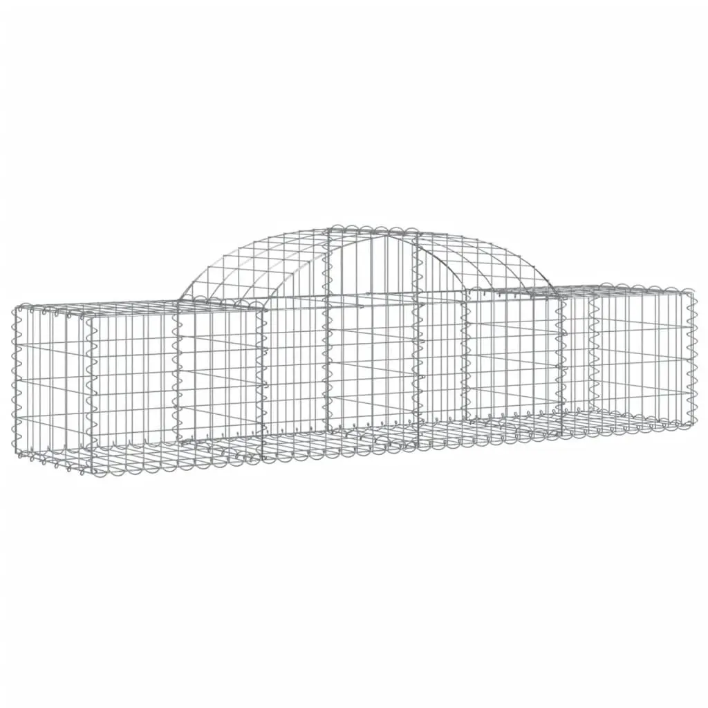 Arched Gabion Baskets Silver 200 x 50 x 40/60 cm Garden Barrier Retaining Wall Outdoor Decorative 4 Piece