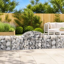 Arched Gabion Baskets 3 pcs 200x50x60/80 cm Garden Barrier Retaining Wall