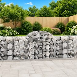 Arched Gabion Baskets Set 4pcs Garden Barrier Decorative Retaining Wall Outdoor