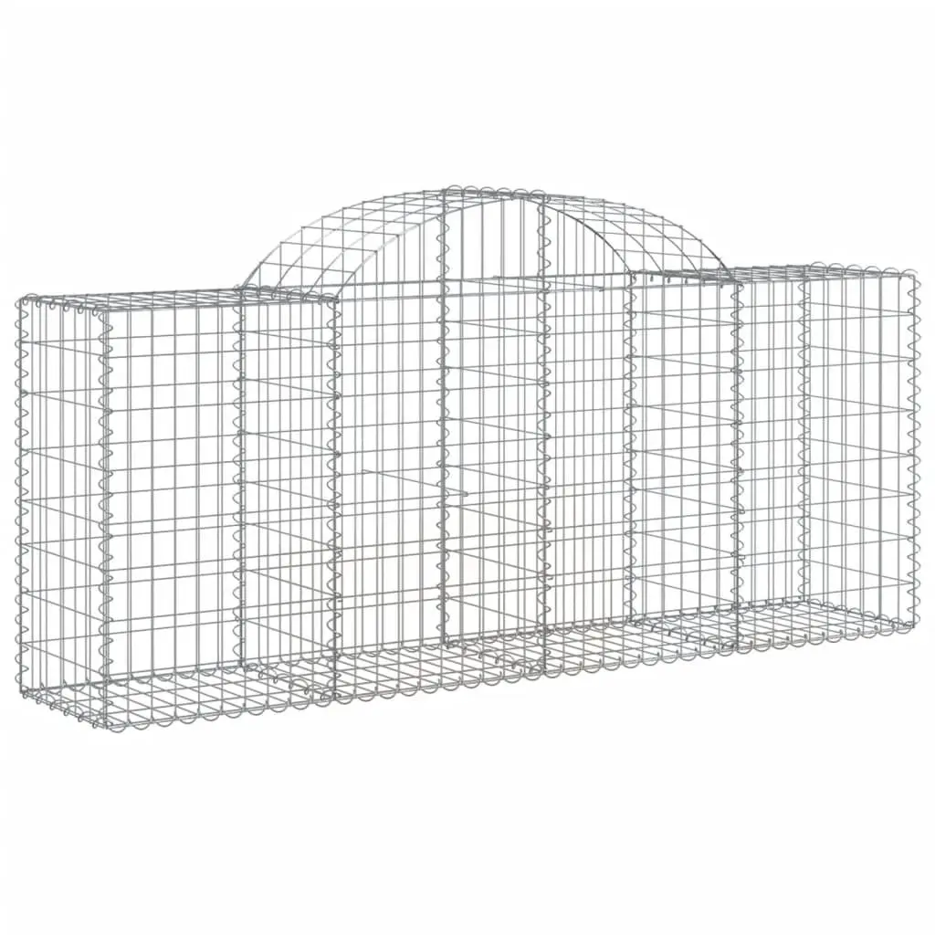 Arched Gabion Baskets Silver 4 Piece Garden Barrier Decorative Retaining Wall Outdoor