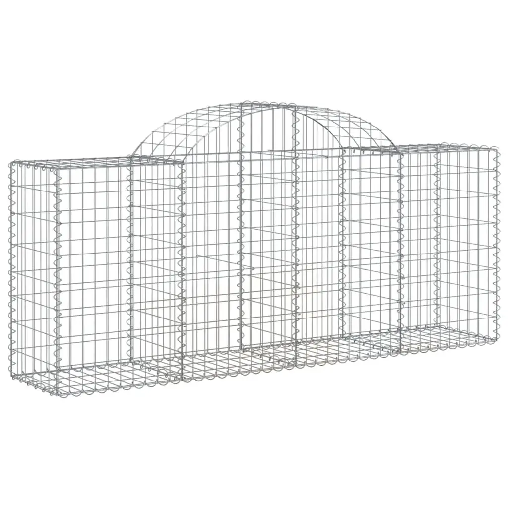 Arched Gabion Baskets Silver 200 x 50 x 80/100 cm Decorative Garden Barrier Retaining Wall 10 Piece
