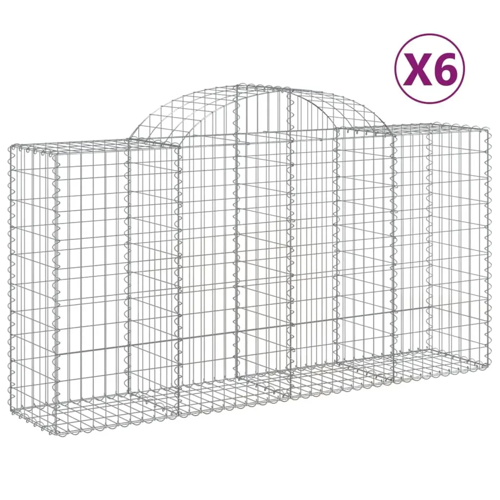 Arched Gabion Baskets Silver 200x50x100/120 cm Decorative Sound-Insulating Garden Barriers