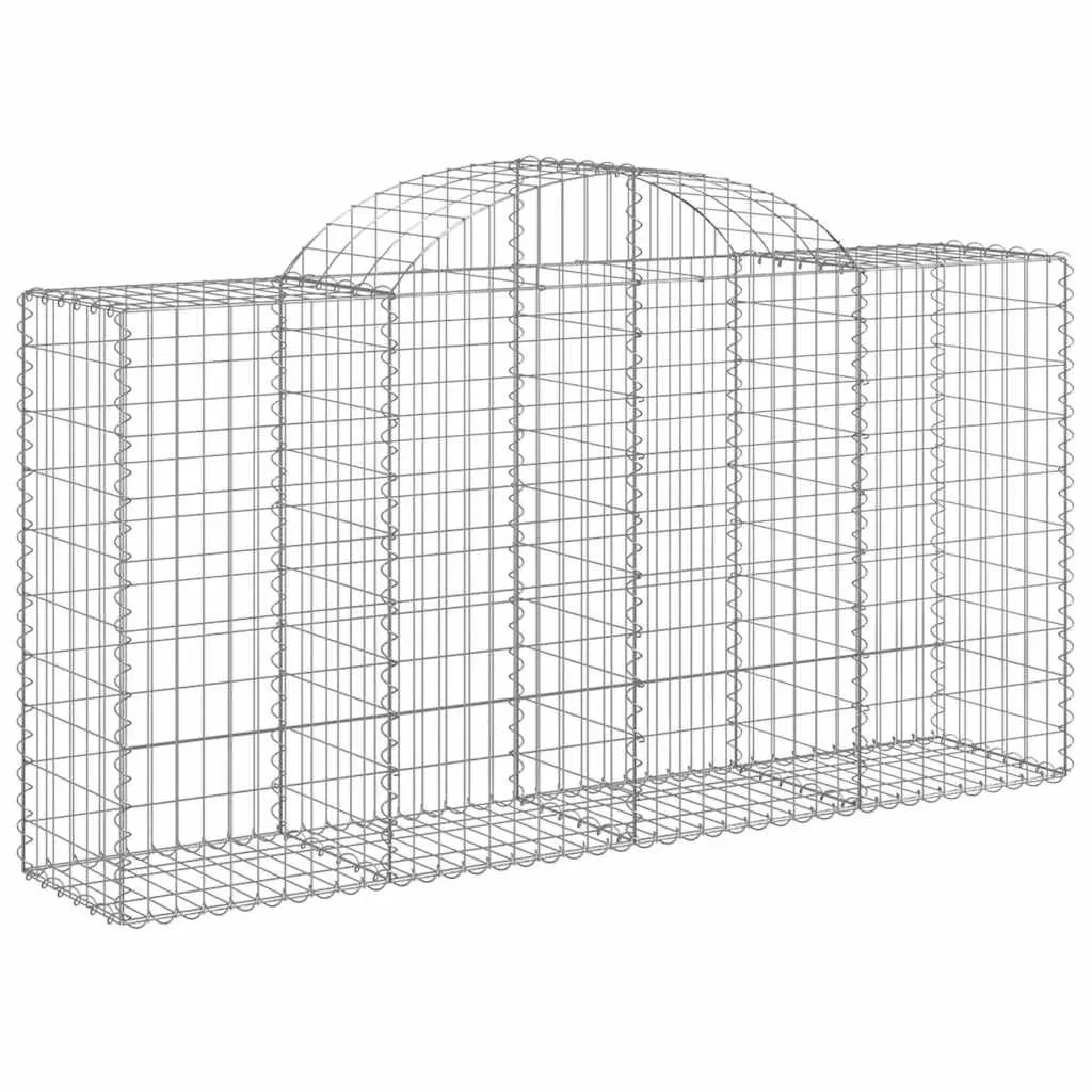 Arched Gabion Baskets Silver 8 Piece Durable Galvanised Iron Garden Retaining Wall Decorative Barrier