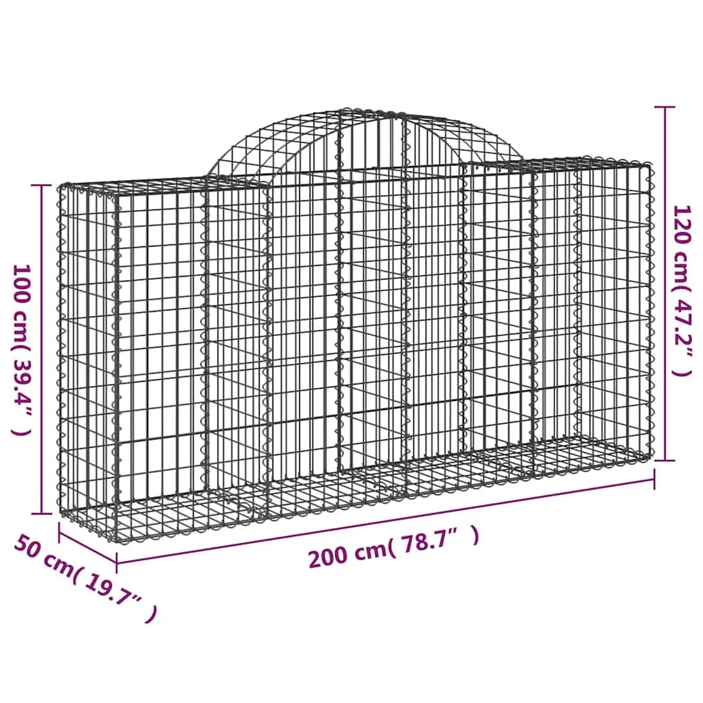 Arched Gabion Baskets Silver 8 Piece Durable Galvanised Iron Garden Retaining Wall Decorative Barrier