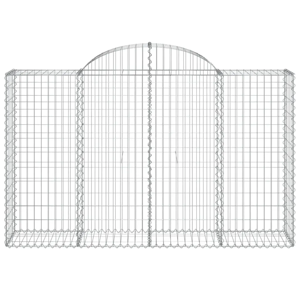 Arched Gabion Baskets Silver 200 x 50 x 120/140 cm Decorative Garden Barrier 3 Piece Set