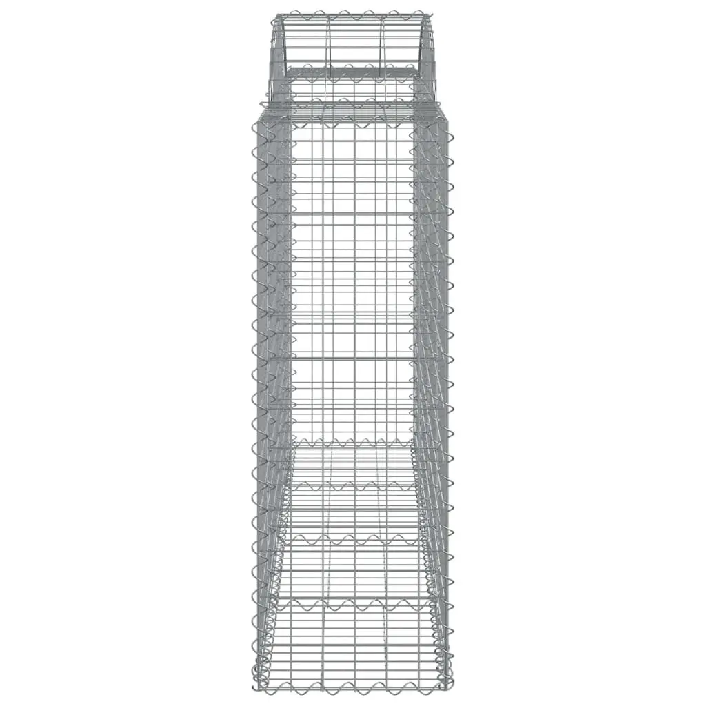 Arched Gabion Baskets Silver 200 x 50 x 120/140 cm Decorative Garden Barrier 3 Piece Set