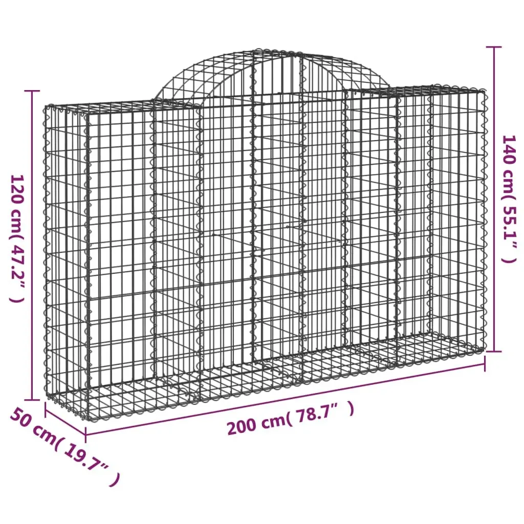 Arched Gabion Baskets Silver 4 Piece Garden Barrier Retaining Wall Decorative Outdoor