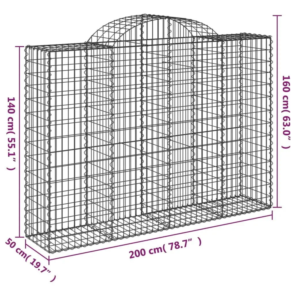 Arched Gabion Baskets Silver 3 Piece Garden Decorative Retaining Wall Barrier Outdoor Cage