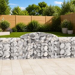 Arched Gabion Baskets 3pcs 300x30x80/100cm Garden Barrier Retaining Wall Cage