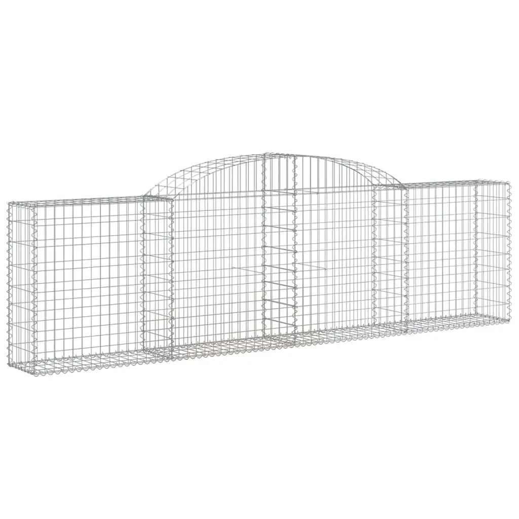 Arched Gabion Baskets Silver 300x30x80/100cm Garden Barrier Retaining Wall Cage 3 Piece