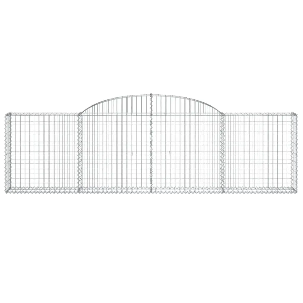 Arched Gabion Baskets Silver 300x30x80/100cm Garden Barrier Retaining Wall Cage 3 Piece