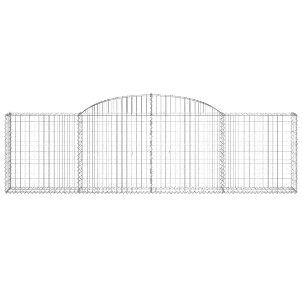 Arched Gabion Baskets Silver 5 Piece Garden Barrier Decorative Retaining Wall Outdoor