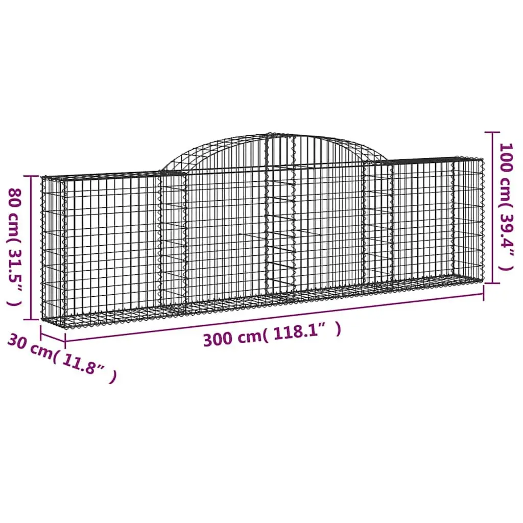Arched Gabion Baskets Silver 5 Piece Garden Barrier Decorative Retaining Wall Outdoor
