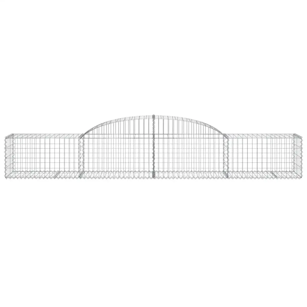 Arched Gabion Baskets Silver 2 Piece Garden Retaining Wall Barrier Decorative Outdoor