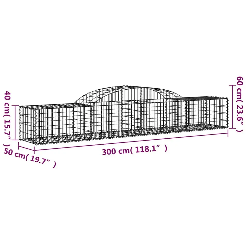 Arched Gabion Baskets Silver 2 Piece Garden Retaining Wall Barrier Decorative Outdoor