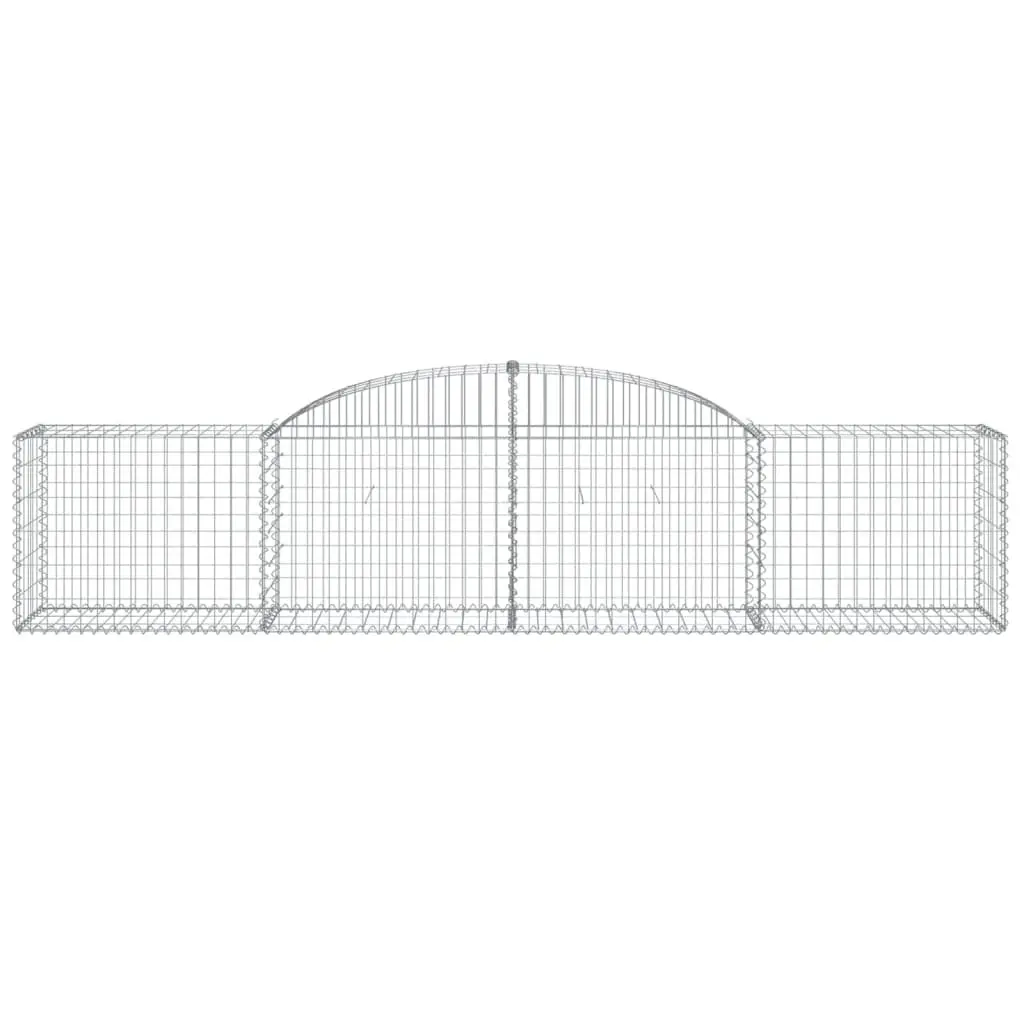 Arched Gabion Baskets Silver 300 x 50 x 60-80 cm Decorative Outdoor Garden Retaining Wall Barrier 4 Piece