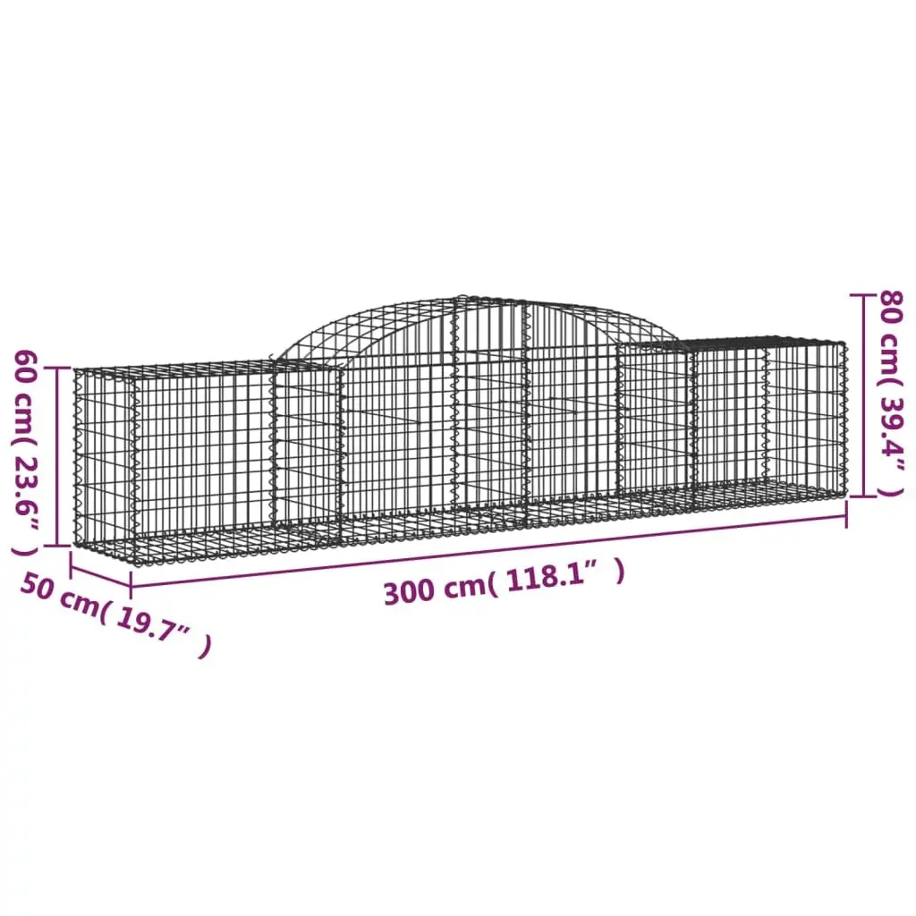Arched Gabion Baskets Silver 5 Piece Garden Barrier Retaining Wall Outdoor Decorative