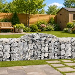 Arched Gabion Baskets 2pcs 300x50x80/100cm Garden Barrier Decorative Retaining