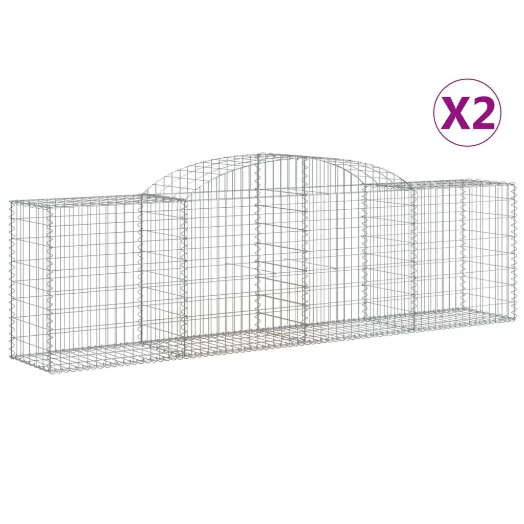 Arched Gabion Baskets Silver 300x50x80/100cm Decorative Garden Barrier