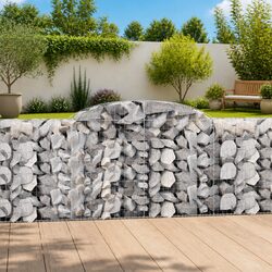 Arched Gabion Baskets 6 pcs Garden Retaining Wall Barrier Decorative Outdoor