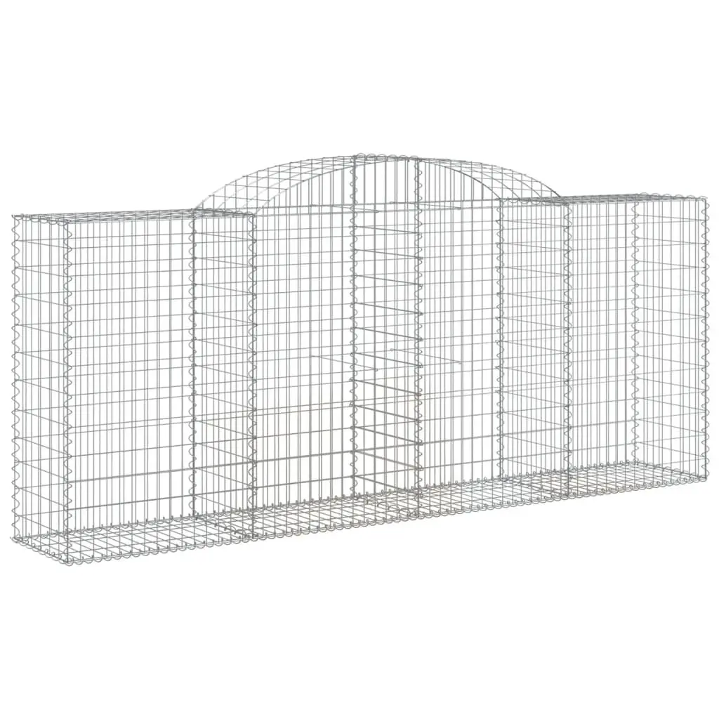 Arched Gabion Baskets Silver 2 pcs Garden Barrier Decorative Retaining Wall Outdoor
