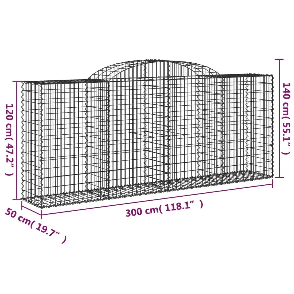 Arched Gabion Baskets Silver 2 pcs Garden Barrier Decorative Retaining Wall Outdoor