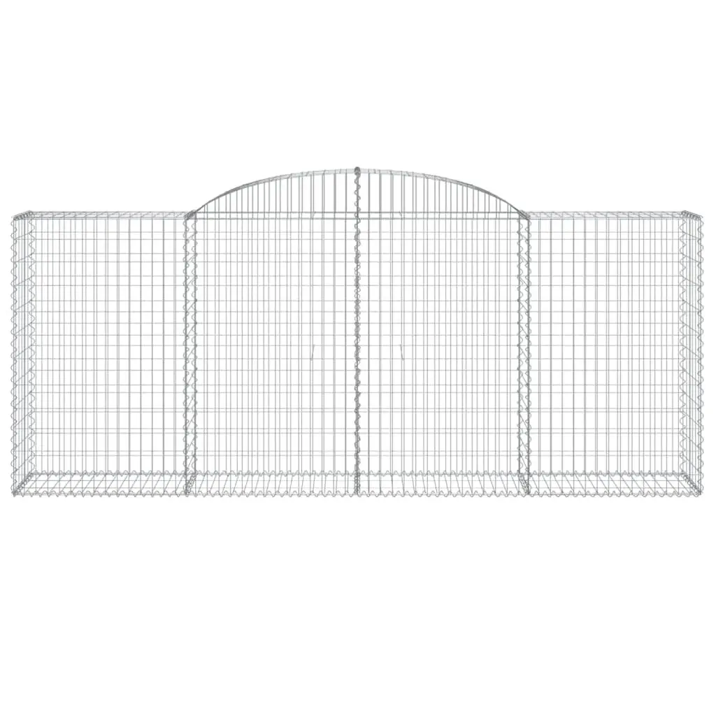 Arched Gabion Baskets Silver 300x50x120140 cm Decorative Garden Barrier 3 Piece Set