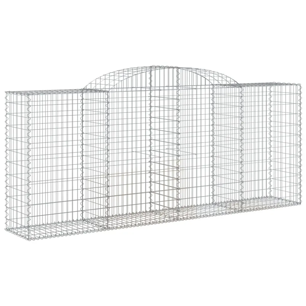 Arched Gabion Baskets Silver 4 Piece Galvanised Garden Retaining Wall Decorative Outdoor