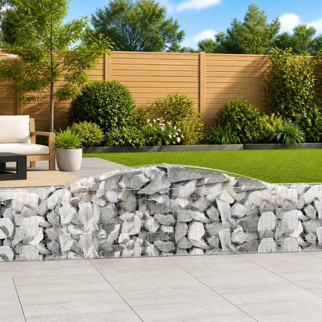 Arched Gabion Baskets 2 pcs 400x30x60/80 cm Garden Retaining Wall Barrier Silver