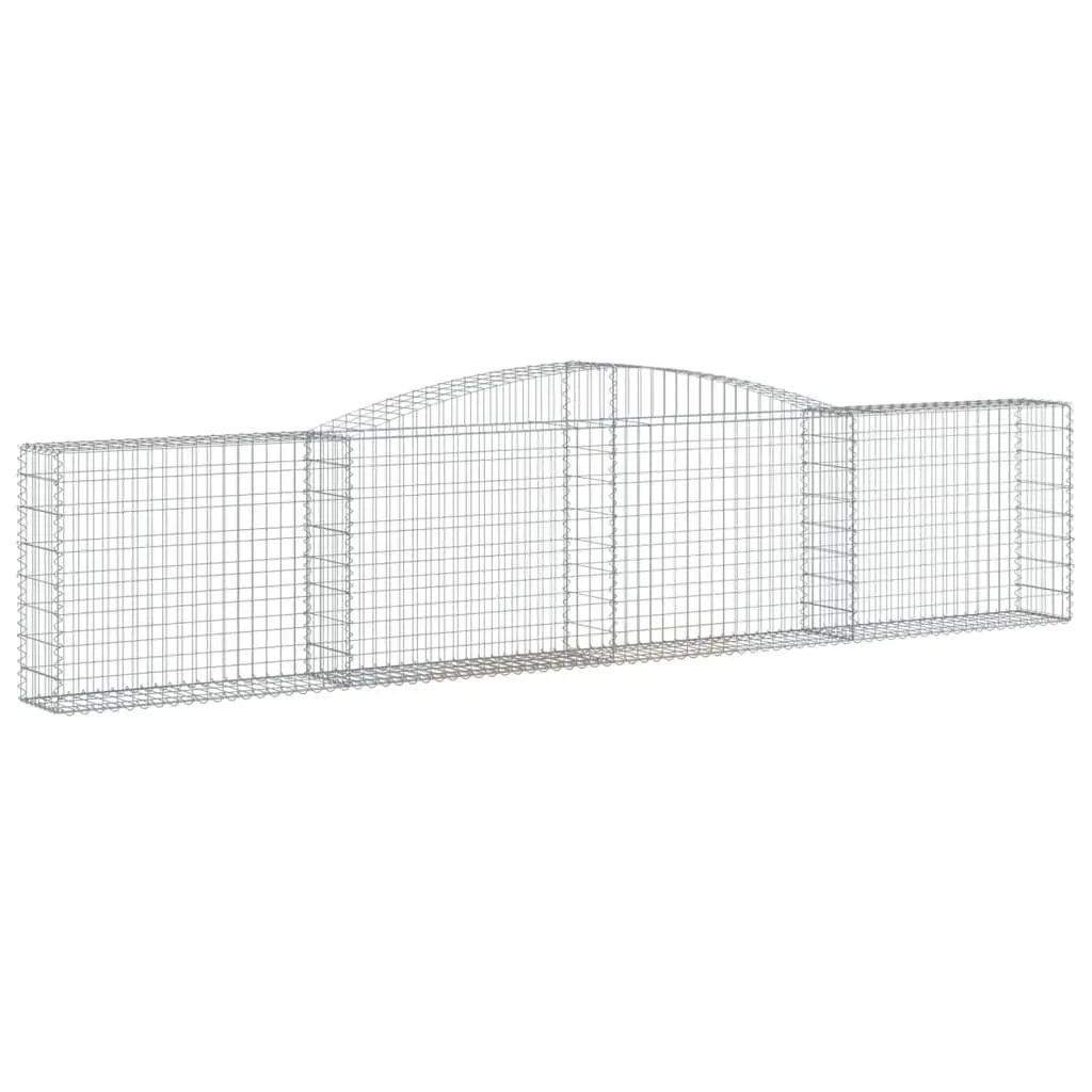 Arched Gabion Baskets Silver 400x30x80/100 cm Decorative Garden Barrier Retaining Wall 2 Piece
