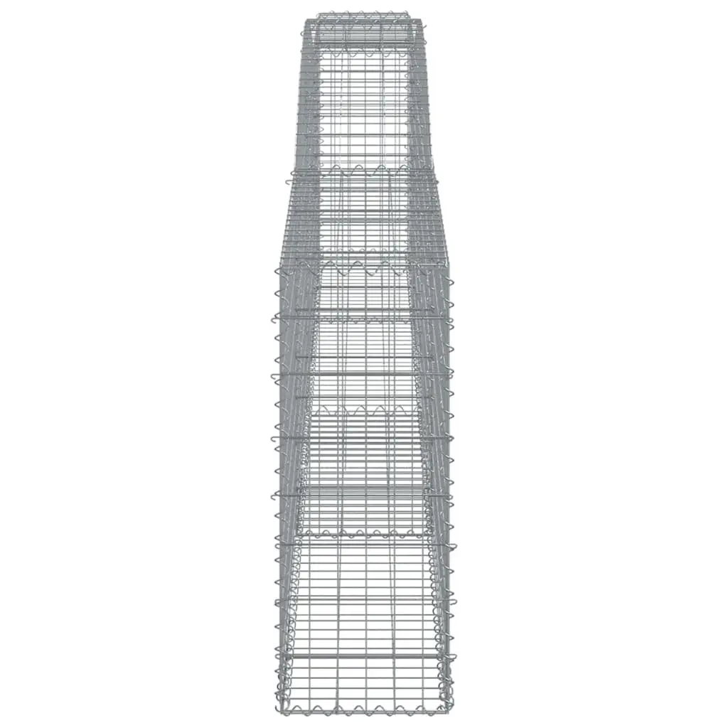 Arched Gabion Baskets Silver 400x30x80/100 cm Decorative Garden Barrier Retaining Wall 2 Piece