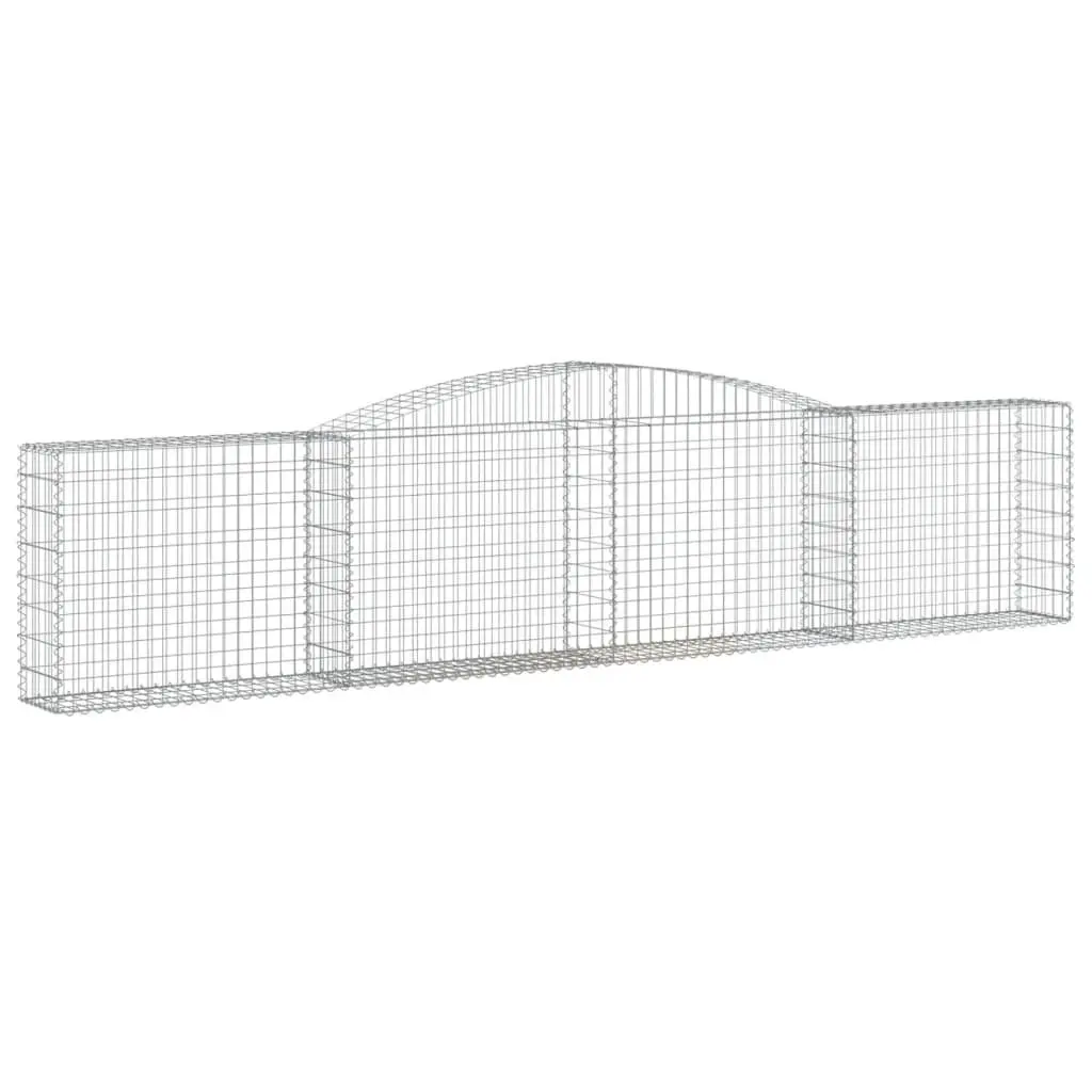 Arched Gabion Baskets Silver 400 x 30 x 80/100 cm Durable Garden Barrier Retaining Wall 4 Piece Set