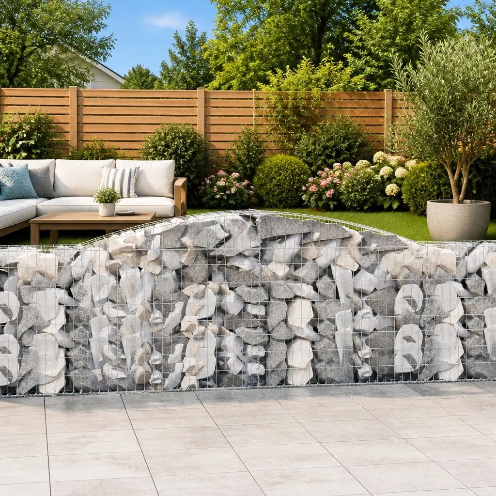 Arched Gabion Baskets 5 pcs Garden Barrier Retaining Wall Decorative Outdoor