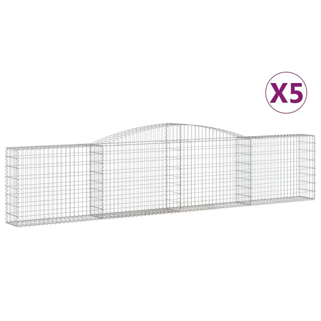 Arched Gabion Baskets 5 pcs Garden Barrier Retaining Wall Decorative Outdoor