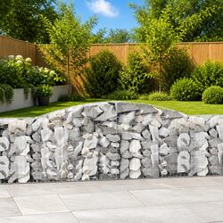 Arched Gabion Baskets 6 pcs 400x30x80/100 cm Silver Garden Retaining Wall